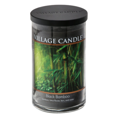 VILLAGE CANDLE Candle, Black Bamboo, Glass Cylinder