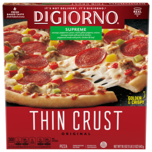 DiGiorno Pizza, Thin Crust, Original, Supreme