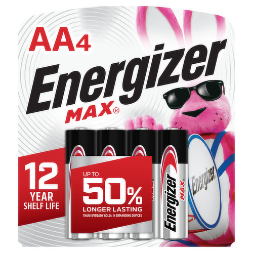 Energizer Max Batteries, Alkaline, AA, 4 Pack