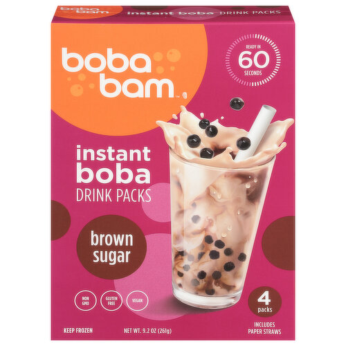 Boba Bam Boba Drink Packs, Instant, Brown Sugar, 4 Packs