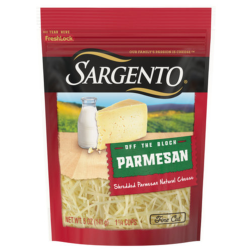 Sargento Off the Block Shredded Cheese, Parmesan, Fine Cut