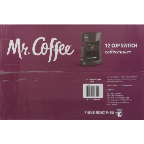 Mr. Coffee Simple Brew 12-Cup Switch Coffee Maker, Black