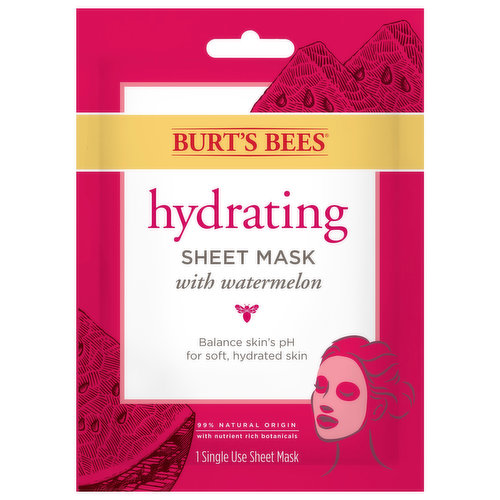 Balance skin's pH for soft, hydrated skin. 99% natural origin with nutrient rich botanicals. Relax and Unwind with Hydrating Sheet Mask: Watermelon extract combined with nutrient-rich kiwi instantly moisturizes, helps balance skin's pH and improves the appearance of skin texture. Ingredients from nature. Responsible sourcing. Formulated without parabens, phthalates, petrolatum or SLS. Cruelty-free. Leaping bunny certified. TerraCycle: Recyclable with TerraCycle.