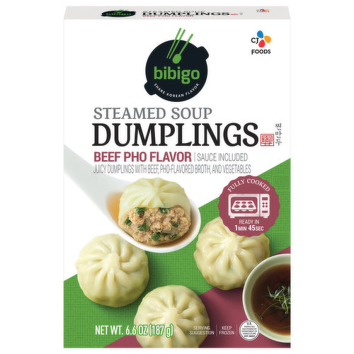 Bibigo Dumplings, Beef Pho Flavor, Steamed Soup
