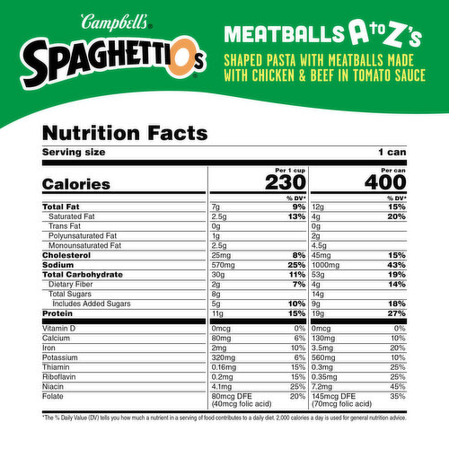 Campbell's® SpaghettiOs® Canned Pasta with Chicken Meatballs