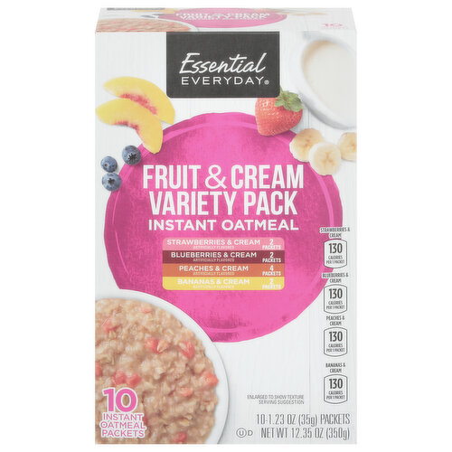 Essential Everyday Instant Oatmeal, Fruit & Cream, Variety Pack