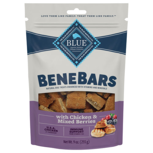 Blue Buffalo Blue Dog Treats, Benebars, with Chicken & Mixed Berries