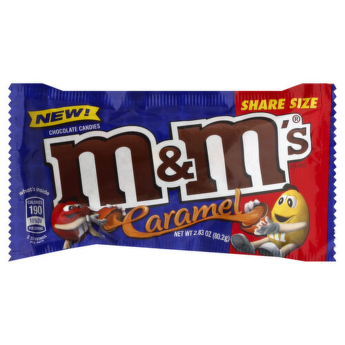 M&M'S Caramel Milk Chocolate Candy, Share Size, 2.83 oz Bag