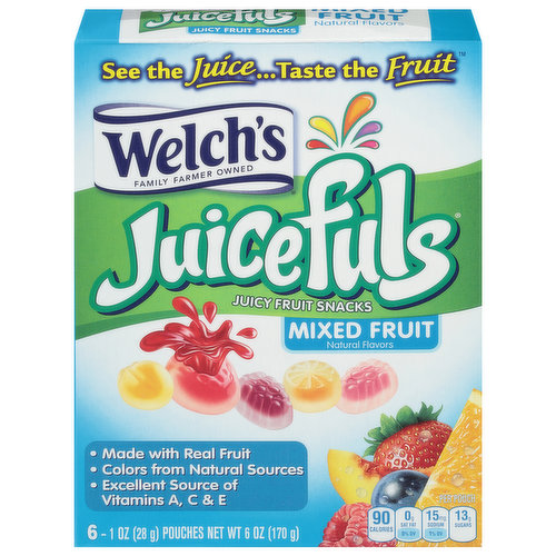 See the juice - taste the fruit. Fruit is our 1st ingredients! Colors from natural sources. Preservative free. America's favorite fruit snacks. We make the brands you love. Please recycle this box.