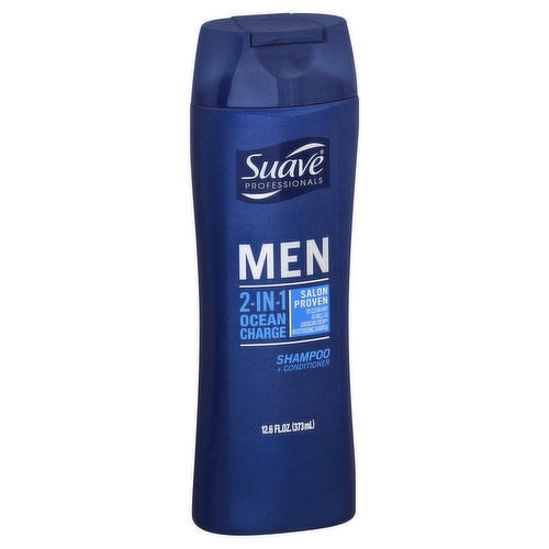 Suave Professionals Men Shampoo + Conditioner, 2-in-1, Ocean Charge
