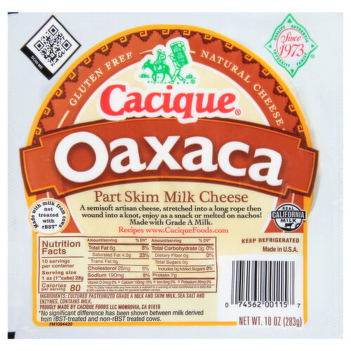 Cacique Cheese, Part Skim Milk, Oaxaca