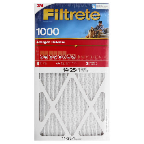 3M Filtrete Air Filter, Electrostatic, Allergen Defense 1000