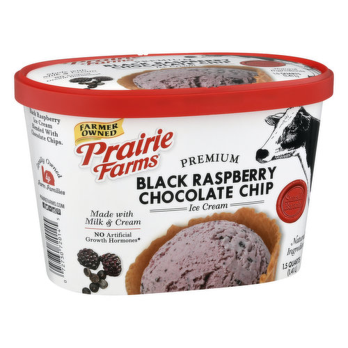 Prairie Farms Ice Cream, Premium, Black Raspberry Chocolate Chip