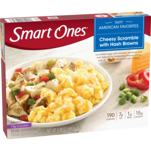Smart Ones Cheesy Scramble with Hash Browns, Eggs & Cheddar, Monterey Jack & Mozzarella Cheeses Frozen Meal