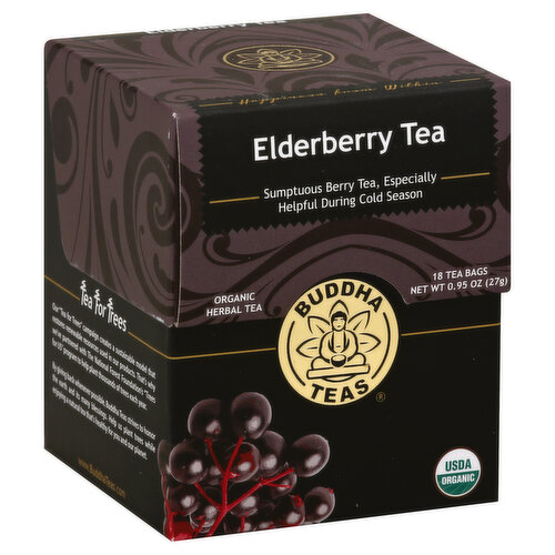 Buddha Teas Herbal Tea, Organic, Elderberry Tea, Tea Bags