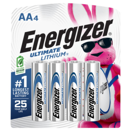 Energizer Ultimate Lithium Batteries, Lithium, AA, 4 Pack