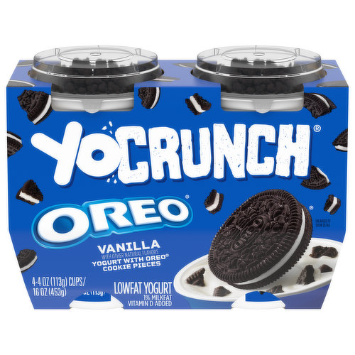 YoCrunch Oreo Yogurt, Lowfat, Vanilla, 1% Milkfat