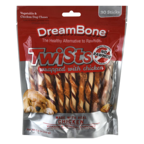 DreamBone Dog Chews, Twists Wrapped with Chicken