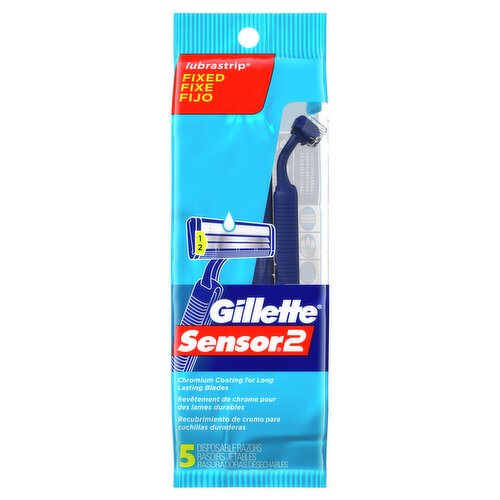 Gillette Sensor2 Men's Disposable Razors, 5 Ct