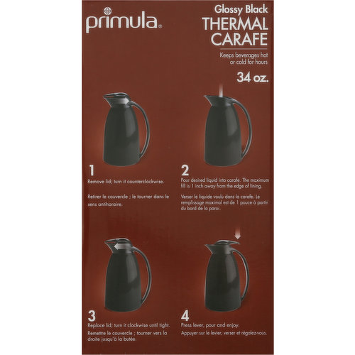 Primula Thermal Carafe, Glossy Black, 34 Ounce