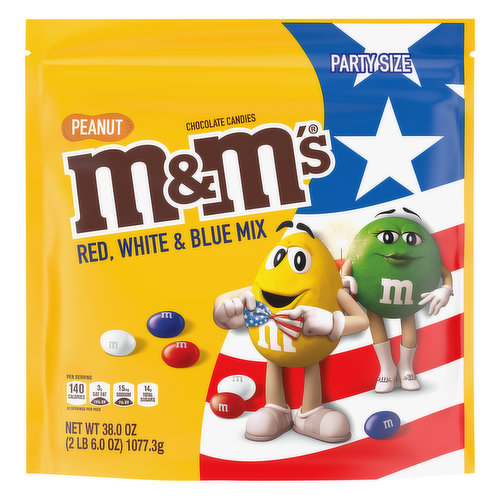 M&M's Chocolate Candies, Peanut, Red, White & Blue Mix, Party Size