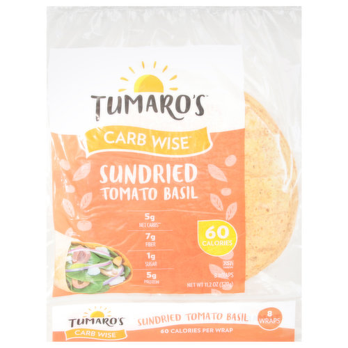 Tumaros Carb Wise Wraps, Sundried Tomato Basil