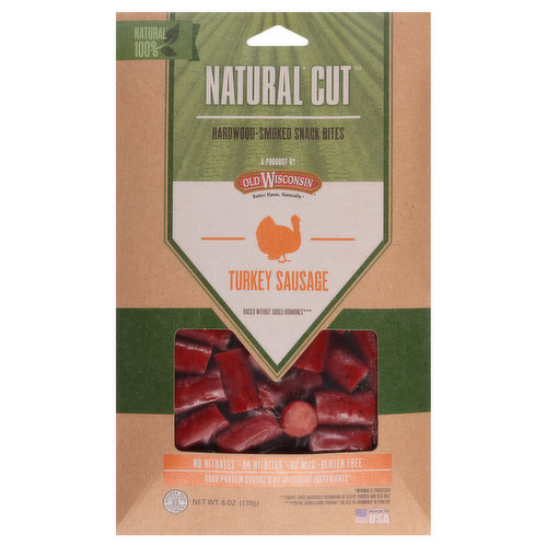 Old Wisconsin Natural Cut Snack Bites, Hardwood-Smoked, Turkey Sausages