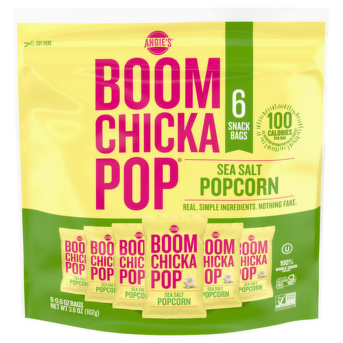 Angie's Boomchickapop Popcorn, Sea Salt, Snack Bags