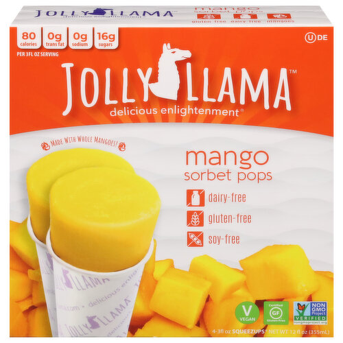 Jolly Llama Sorbet Pops, Mango