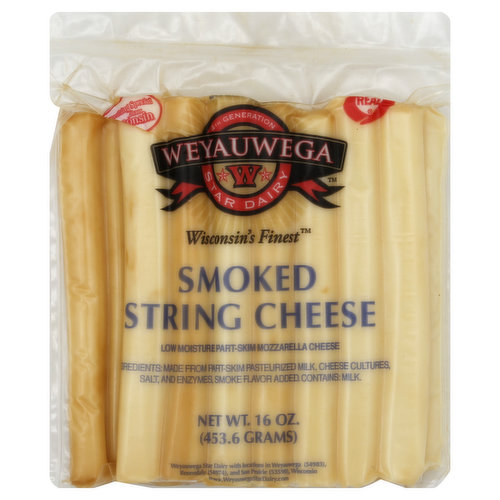 Low moisture part-skim mozzarella cheese. www.WeyauwegaStarDairy.com. Something special from Wisconsin. Real. For four generations Weyauwega Star Dairy has taken pride in being Wisconsin's Finest. Our products are crafted from the finest ingredients and to exacting qualities that you'll taste in every bite. Enjoy Wisconsin's Finest cheese and dairy products. - The Knaus Family.