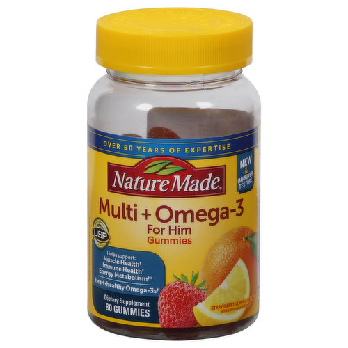 Nature Made Multi + Omega-3, Gummies, Strawberry, Lemon & Orange