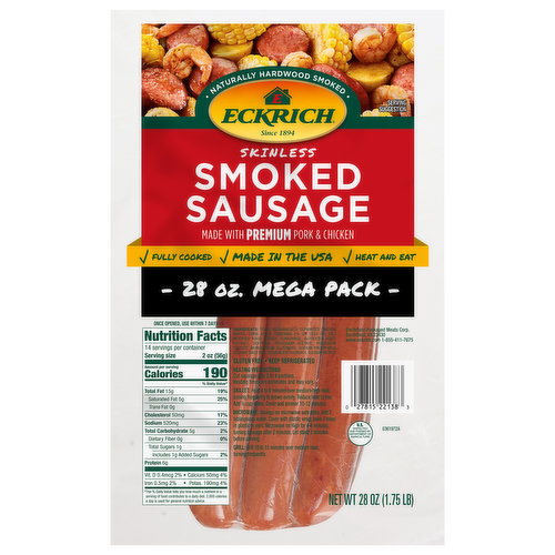 Eckrich Smoked Sausage, Skinless, Mega Pack