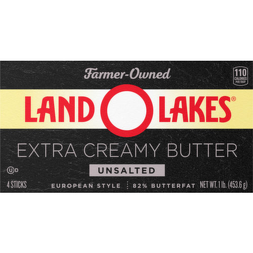 Add an extra touch to a chile seared steak with hollandaise, a creamy custard or a crisp baguette from your favorite bakery. Land O Lakes® Extra Creamy Unsalted Butter has a creamier texture and richer flavor. It’s made with fresh sweet cream and churned for a higher milk fat content, and no added salt means a pure, sweet cream flavor that amplifies your favorite dishes. Available in premeasured, ready-to-use sticks, individually wrapped to keep it tasting fresh longer.