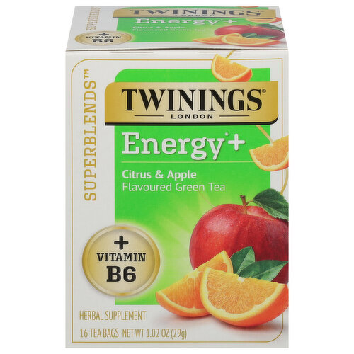 Twinings Superblends Green Tea, Energy +, Citrus & Apple, Tea Bags