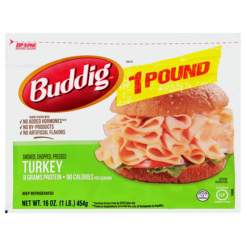 Buddig Turkey, Smoked, Chopped, Pressed