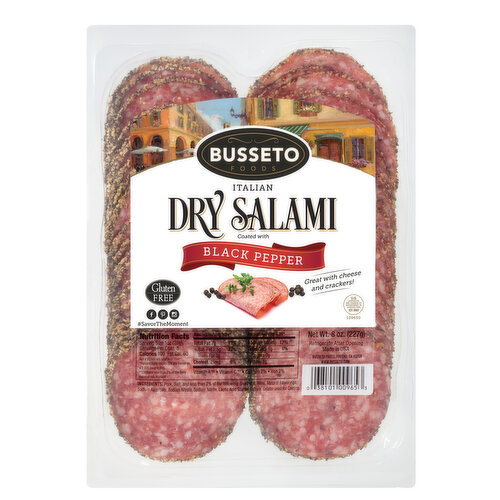 Busseto Classico Salami, Italian Dry, Black Pepper Coated