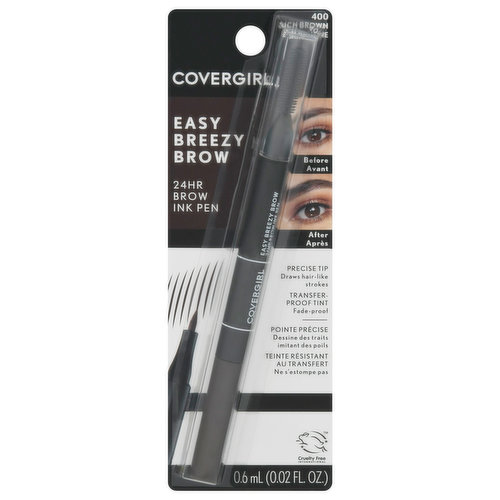 CoverGirl Easy Breezy Brow Brow Ink Pen, Rich Brown 400