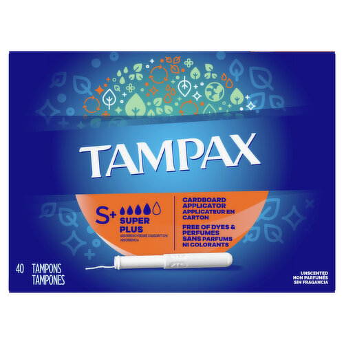 Tampax Tampax Cardboard Tampons Super Plus Absorbency, 40 Ct