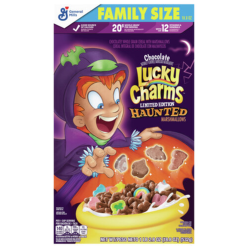 Lucky Charms Cereal, Chocolate, Haunted Marshmallows, Family Size