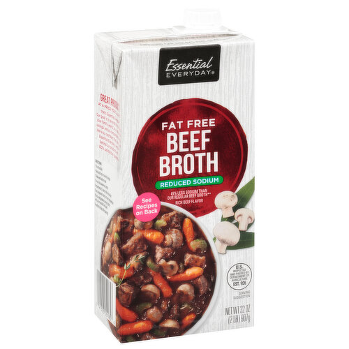 Essential Everyday Broth, Fat Free, Reduced Sodium, Beef