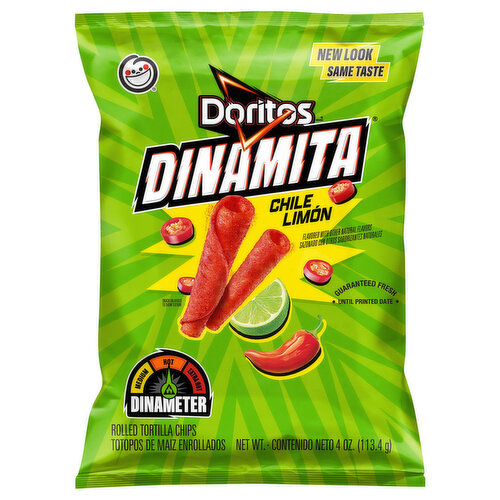 Doritos Dinamita Tortilla Chips, Rolled, Chile Limon, Hot