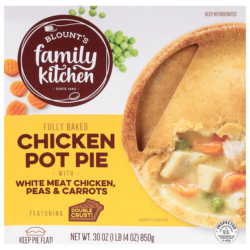 Blount's Family Kitchen Pot Pie, with White Meat Chicken, Peas & Carrots, Chicken, Fully Baked