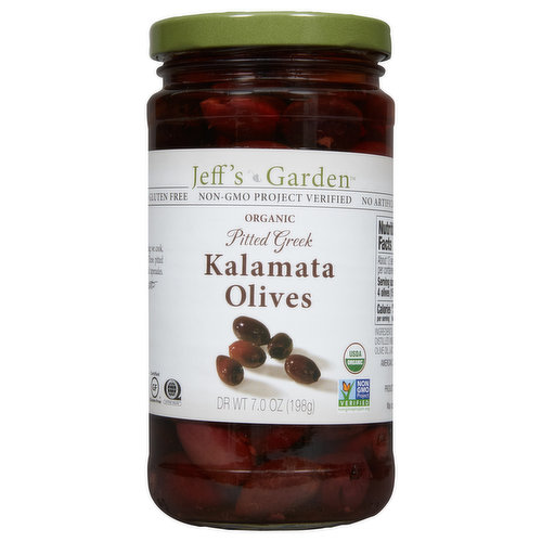 Jeff's Garden Kalamata Olives, Organic, Pitted Greek