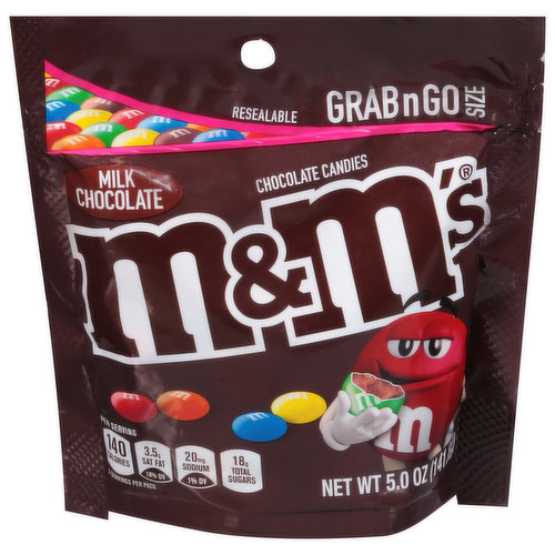 M&M's Chocolate Candies, Milk Chocolate, Grab n Go Size