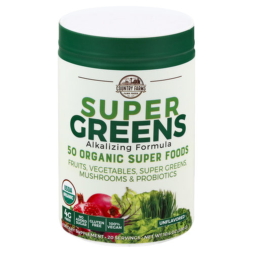 Country Farms Super Greens 50 Organic Super Foods, Unflavored