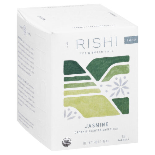 Rishi Green Tea, Organic, Jasmine, Scented, Sachets