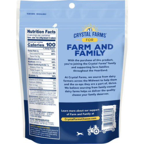 Crystal Farms Cheese, Gouda, Snack Cubes