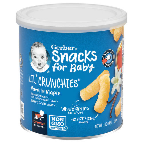 Gerber Snacks for Baby Baked Grain Snack, Vanilla Maple, Lil' Crunchies, Crawler (8+ Months)