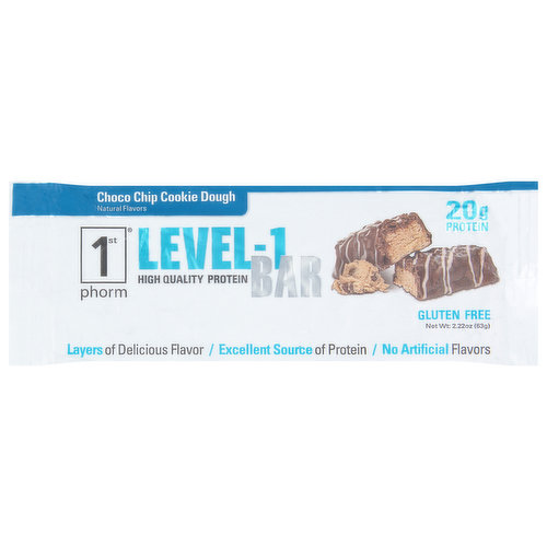 1st Phorm Protein Bar, Chocolate Chip Cookie Dough, Level-1, High Quality