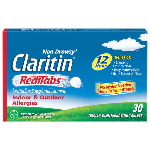 Claritin RediTabs Indoor & Outdoor Allergies, Non-Drowsy, 5 mg, Tablets